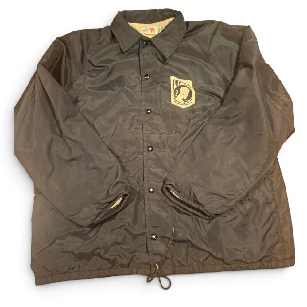 Vintage 1970s–80s POW MIA King Louie Snap-Front Windbreaker Jacket Large